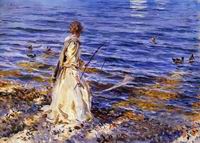 Reproductions of John Singer Sargenti's art Girl Fishing 1913 Reproductions of John Singer Sargenti's art Girl Fishing 1913